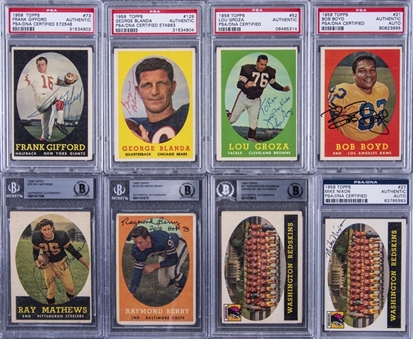 1958 Topps Football Signed Cards Graded Collection (40 Different) Including Hall of Famers 